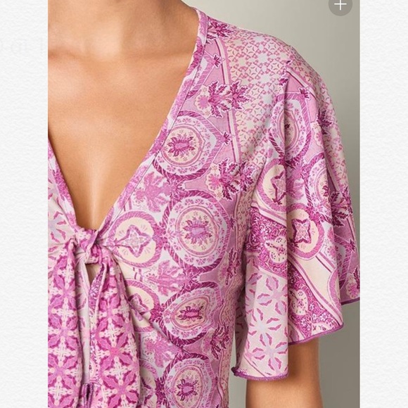 TIE FRONT PRINT TOP - Picture 5 of 6